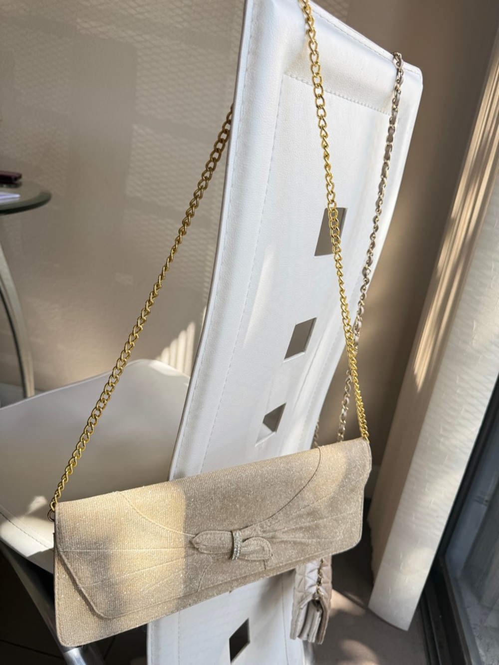 J.Renee Shimmery Gold Clutch with Chain Strap